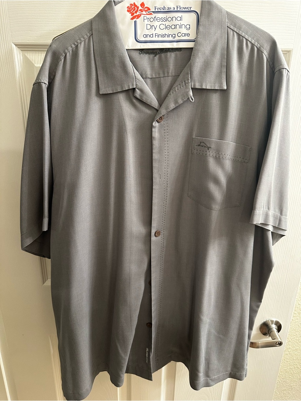 Tommy Bahama Gray Short-Sleeve Casual Button-Down Shirt